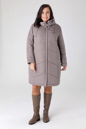 Зимнее стеганное пальто DW-23422, цвет серо-коричневый vid 1