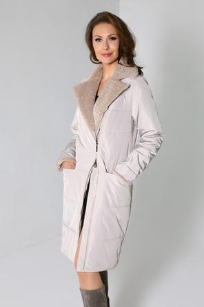 Женское стеганое пальто DW-21305, цвет серо-бежевый, фото 04