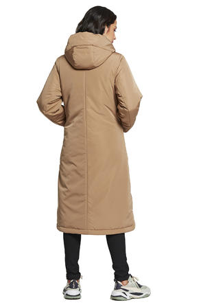 Зимнее пальто с капюшоном Димма артикул 2121 цвет песочный vid 4