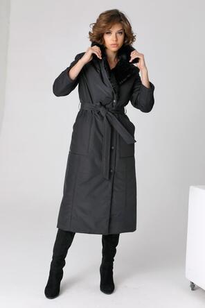 Пальто с эко-мехом DW-23303, цвет черный, фото 4