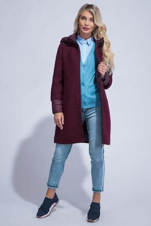 Женское бордовое пальто с капюшоном Electra Style