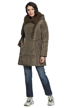 Зимняя куртка с капюшоном Димма артикул 2108 цвет хаки вид 1