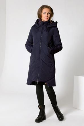 Длинное стеганое пальто DW-22412 на зиму, цвет темно-синий, фото 2