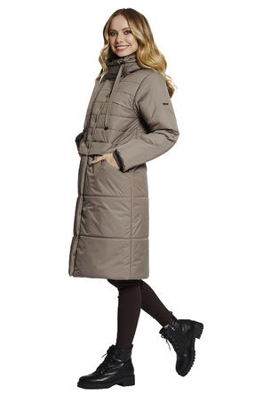 Зимнее пальто с капюшоном Димма артикул 2125 цвет табачный, фото 3