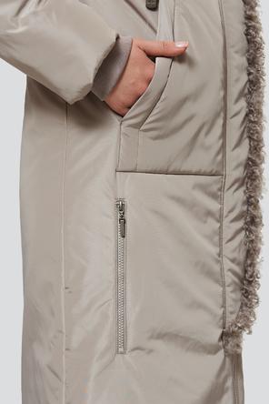 Пальто с капюшоном и мехом Макарена от Димма, цвет серо-бежевый, вид 5