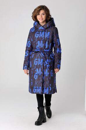 Зимнее пальто с принтом DW-23417, цвет синий, вид 1