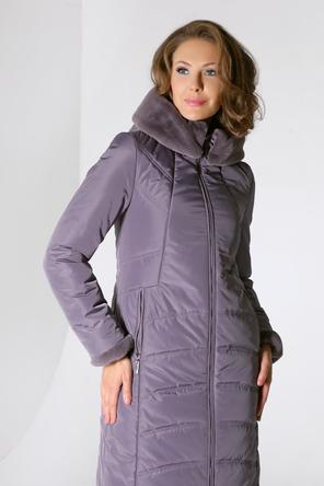 Зимнее женское пальто с капюшоном DW-22410, цвет серо-сиреневый, фото 4