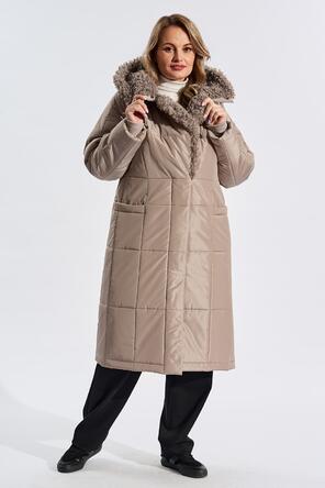 Зимнее пальто с капюшоном Мелони, Димма цвет серо-бежевый, vid 1