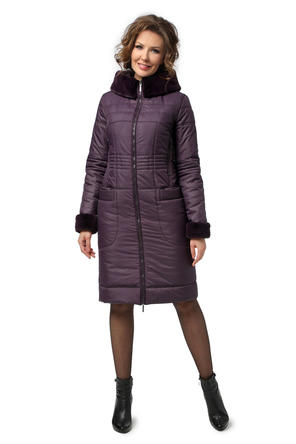 Зимнее стеганное пальто DW-20408, цвет баклажановый vid 1