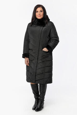 Зимнее стеганое пальто DW-21407, цвет черный foto 1