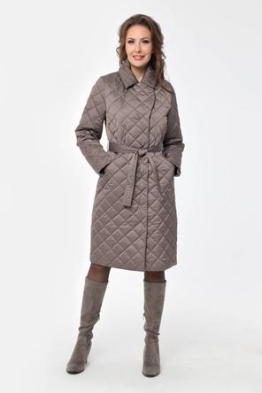 Классическое стеганое пальто DW-22302, цвет серо-коричневый, фото 01