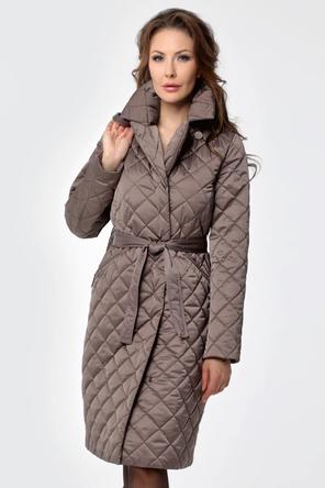 Классическое стеганое пальто DW-22302, цвет серо-коричневый, фото 05