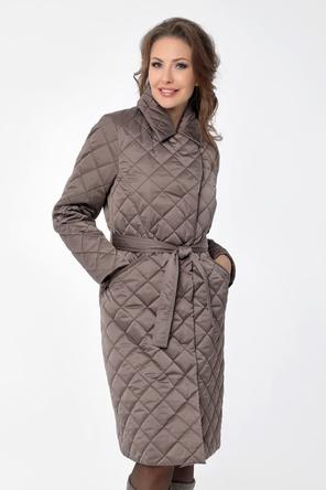 Классическое стеганое пальто DW-22302, цвет серо-коричневый, фото 04