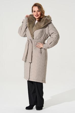 Пальто зимнее с капюшоном от D'imma Fashion цвет табачный, вид 1