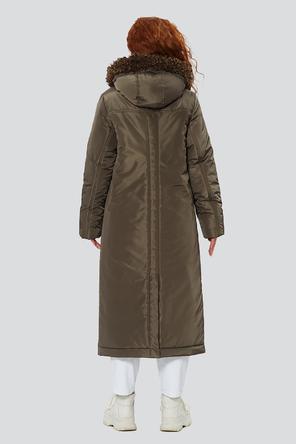Пальто с капюшоном и мехом Макарена от Димма, цвет хаки, вид 2