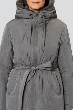 Пальто с меховым капюшоном Доротея от Димма, цвет серый, фото 4