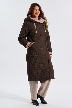 Зимнее пальто с капюшоном Димма цвет темно-коричневый, вид 1