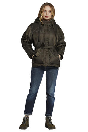 Зимняя куртка женская с капюшоном Димма артикул 2117 цвет хаки, вид 1