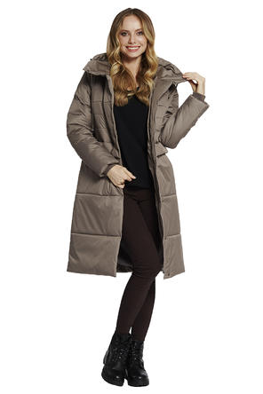 Зимнее пальто с капюшоном Димма артикул 2125 цвет табачный, фото 2