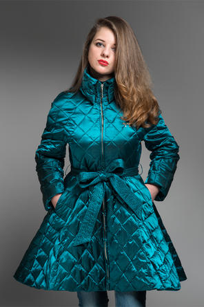 Демисезонное пальто артикул VLL-1116  цвет бирюзовый
