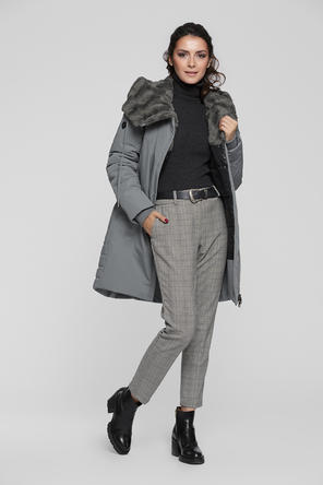 Зимнее пальто с капюшоном Димма артикул 1904 цвет серый