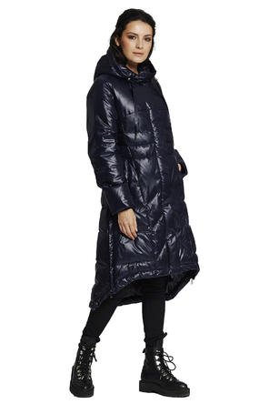 Зимнее пальто с капюшоном Димма артикул 2126 цвет темно синий vid 2