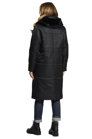 Зимнее пальто с капюшоном Димма арт 2110 цвет черный, фото 4