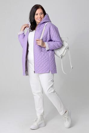 Женская стеганая куртка plus size DW-24126, цвет сиреневый, фото 4