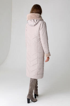 Зимнее стеганое пальто DW-21407, цвет песочно-серый foto 4