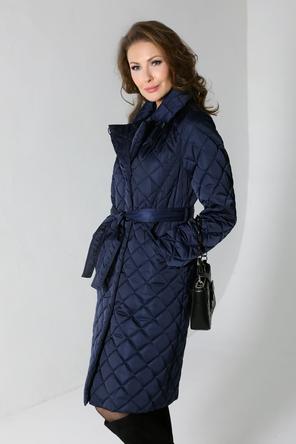 Классическое стеганое пальто DW-22302, цвет темно-синий, фото 04