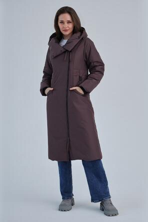 Зимнее пальто с капюшоном Алассио Димма артикул 2410 цвет фиолетовый, фото 1