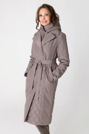 Стеганое пальто DW-23309, цвет серо-коричневый фото 3