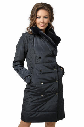 Женское стеганое пальто DW-20321, цвет темно синий, фото 3