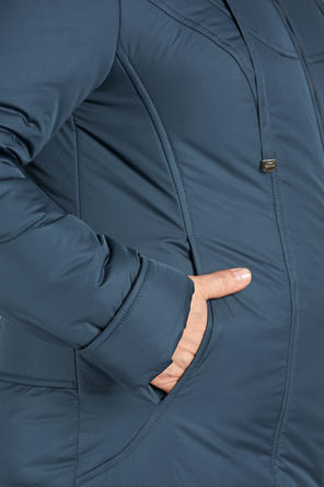 Зимнее пальто с капюшоном Димма артикул 2017 цвет сине-зеленый