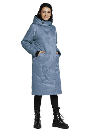 Зимнее пальто с капюшоном Димма артикул 2118 цвет голубой фото 2