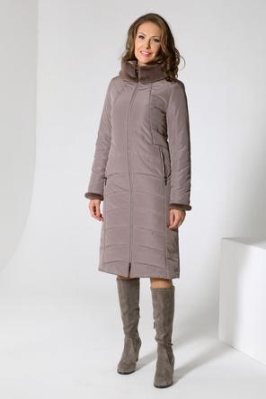 Зимнее женское пальто с капюшоном DW-22410, цвет серо-коричневый, фото 1