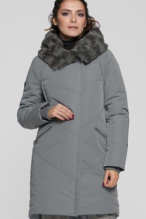 Зимнее пальто с капюшоном Димма артикул 1904 цвет серый