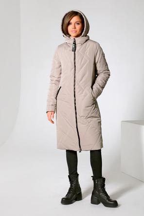Зимнее пальто с капюшоном DW-22407, серо-бежевого цвета, сторона 3