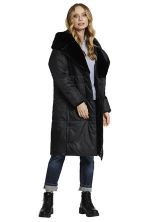 Зимнее пальто с капюшоном Димма арт 2110 цвет черный, фото 2
