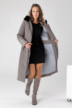 Зимнее пальто DW-23409, цвет серый хаки, фото 5