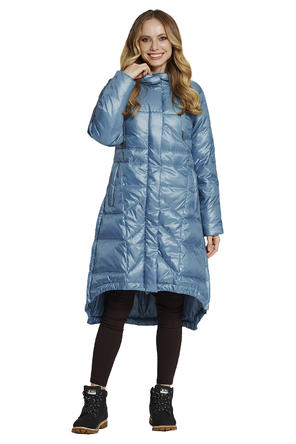 Зимнее пальто с капюшоном Димма артикул 2126 цвет голубой vid 1