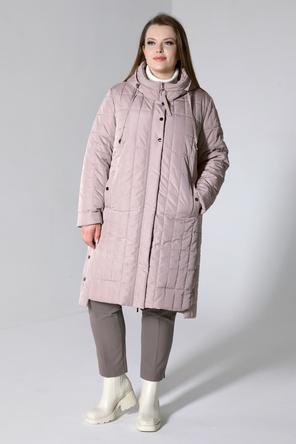 Длинное зимнее пальто DW-22419, цвет серо-розовый vid 1