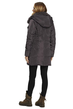 Зимняя куртка с капюшоном Димма артикул 2108 цвет серо-сиреневый вид 4
