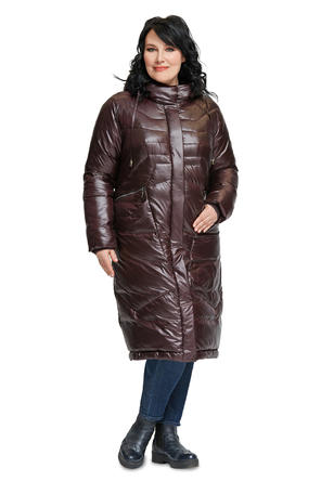 Зимнее пальто с капюшоном Димма цвет баклажановый