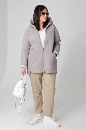 Женская стеганая куртка plus size DW-24126, цвет серо-бежевый, фото 4