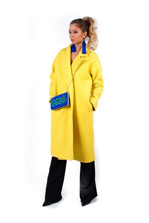 Пальто букле tri-18001 цвет лимонный