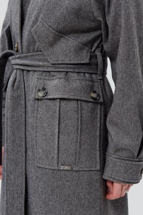 Пальто с поясом Лайза от D'imma, арт: DI-2366, цвет серый, обзор 5