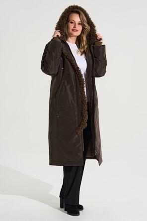 Зимнее пальто с капюшоном Макарена артикул 2400 цвет коричневый, фото 3