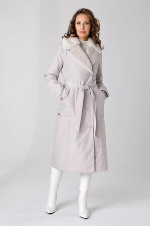Пальто с эко-мехом DW-23303, цвет светло-серый, фото 1