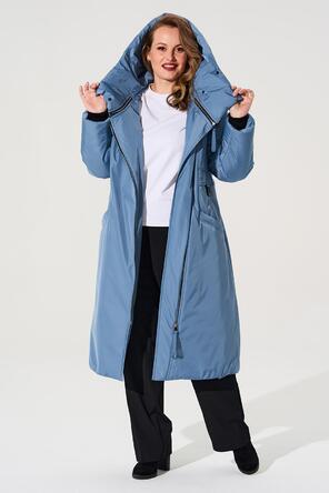 Зимнее пальто с капюшоном Алассио Димма артикул 2410 цвет голубой, фото 3